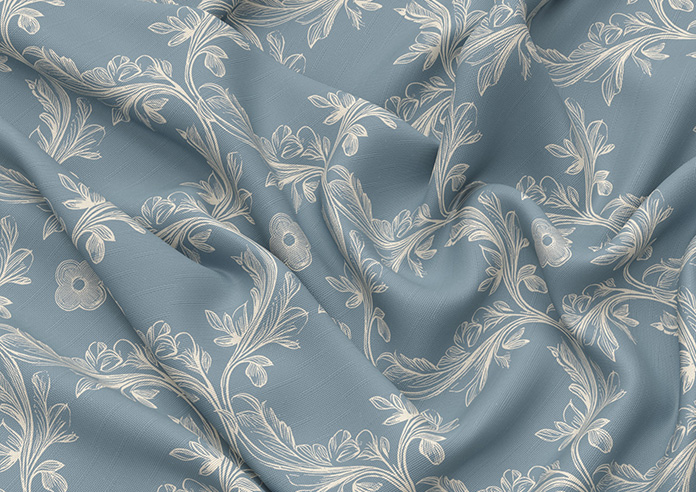Trellis Prints, Vine and Bloom Raffs Blue - Made to Measure Curtains - Image 4